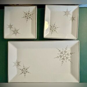 Ulta Beauty 5-pc Square White Snowflake Serving plate Set Christmas Winter
